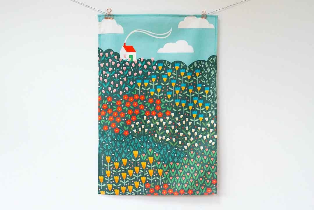 House on a Hill Tea Towel - Maggie Magoo Designs - Just Makers Maggie Magoo Designs