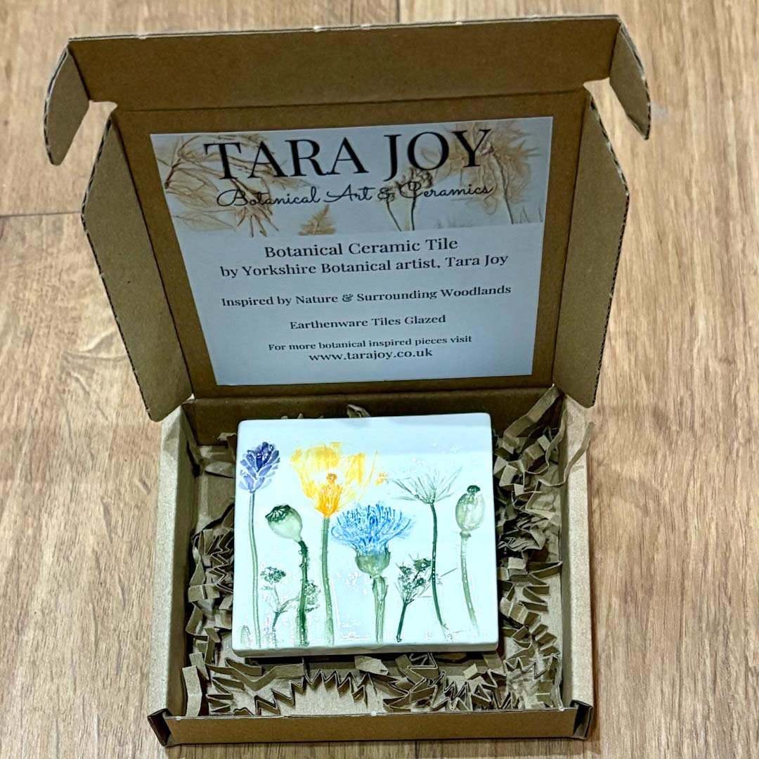 Spring Flowers Ceramic Botanical Tile 1 - Tara Joy Botanicals