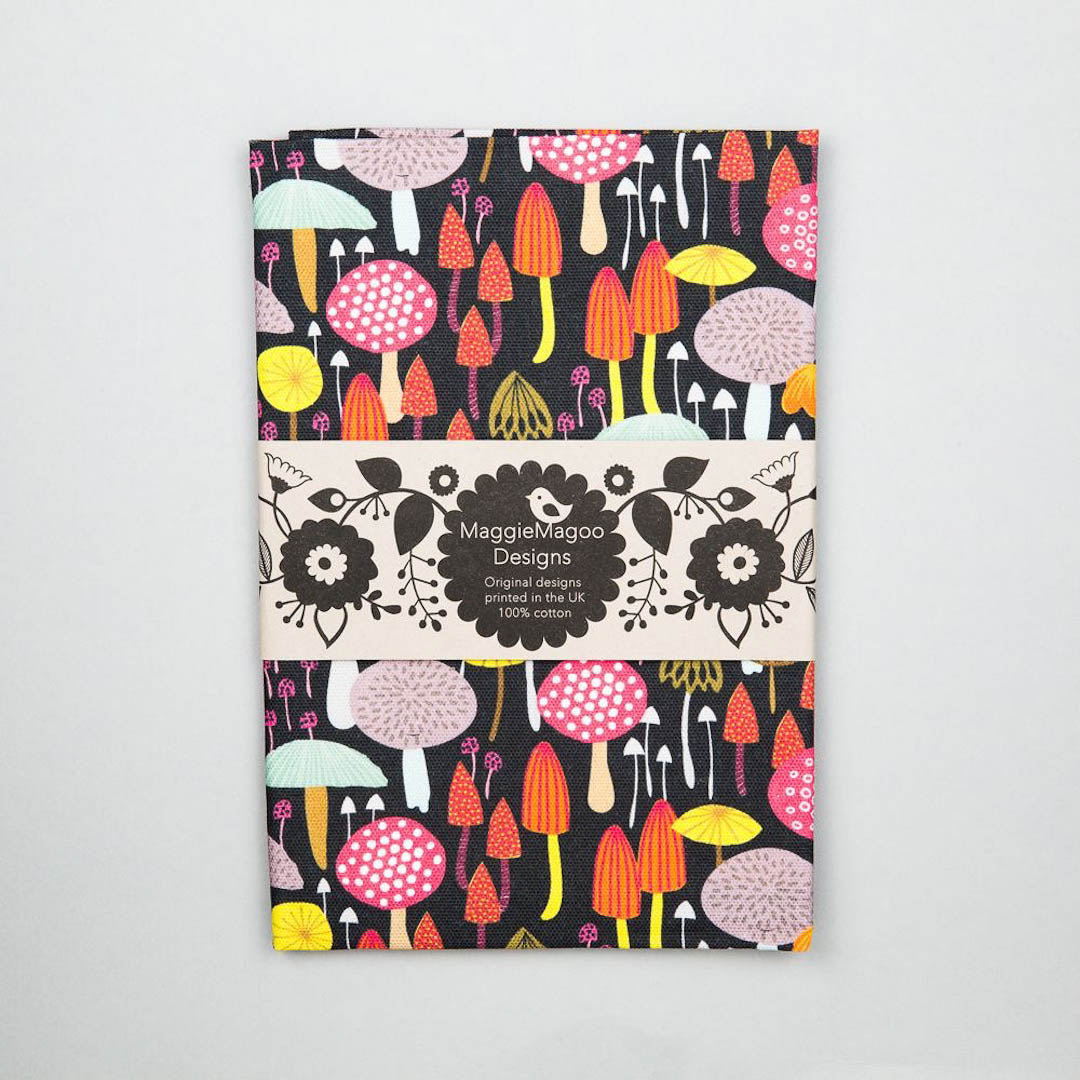 Toadstool and Mushroom Print Tea Towel Maggie Magoo Designs