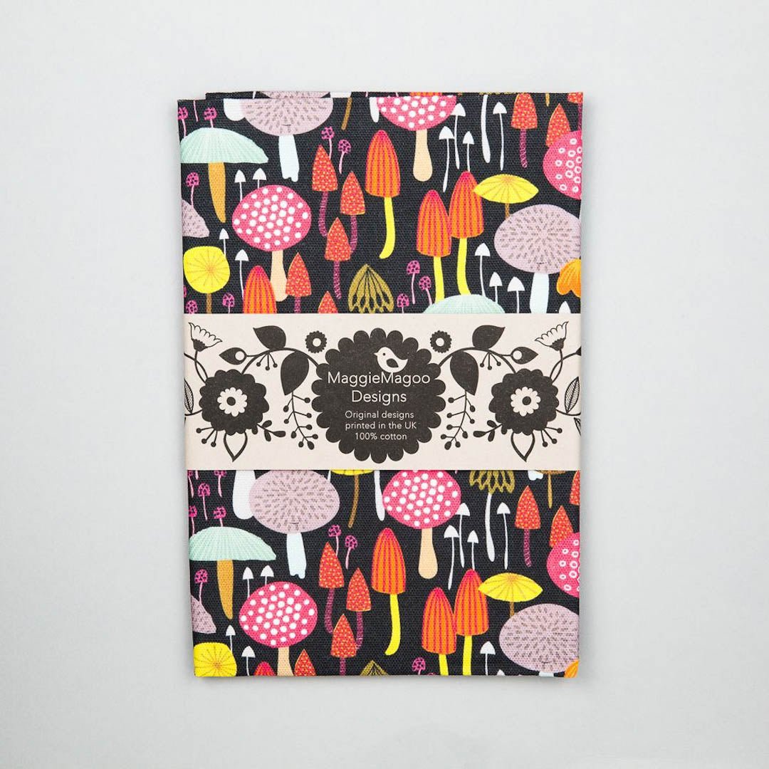 Toadstool and Mushroom Print Tea Towel Maggie Magoo Designs - Just Makers Maggie Magoo Designs