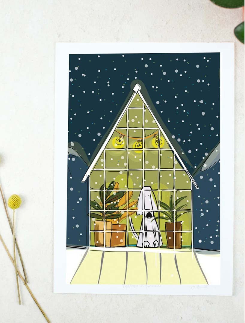 In the Greenhouse Sprocket A4 Print - Sarah Westwood Illustrator - Just Makers Sarah Westwood Illustrator