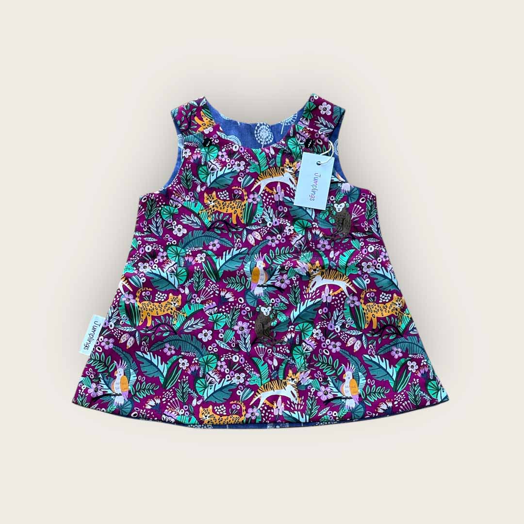 Jungle Animal and Blue Reversible Dress 6-12 Months - Jumplings Clothes_Just Makers