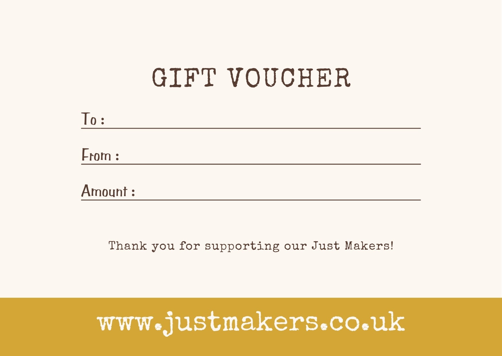 Just Makers Physical Gift Card Side Two