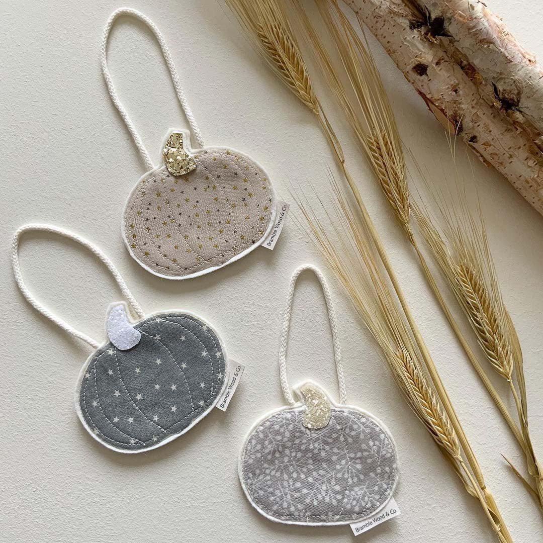 Large Fabric Hanging Pumpkin - Bramble Wood and Co - Just Makers Bramble Wood & Co