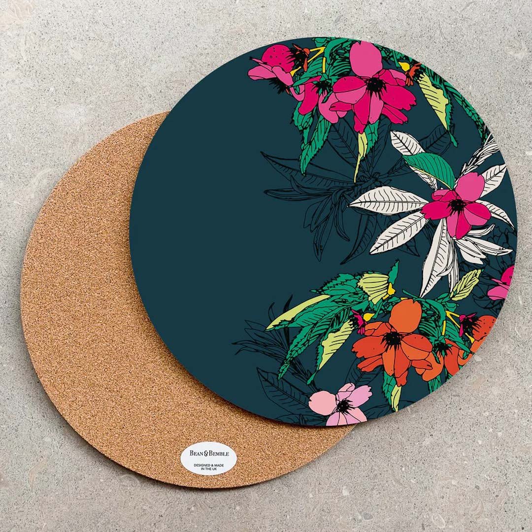 Large Round Serving Pizza Board Cherry Blossom - Just Makers Bean and Bemble
