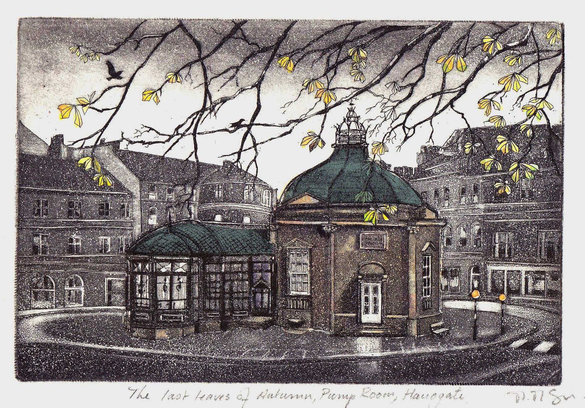 Last Leaves of Autumn, Pump Room Original Framed Etching - Moira McTague_Just Makers