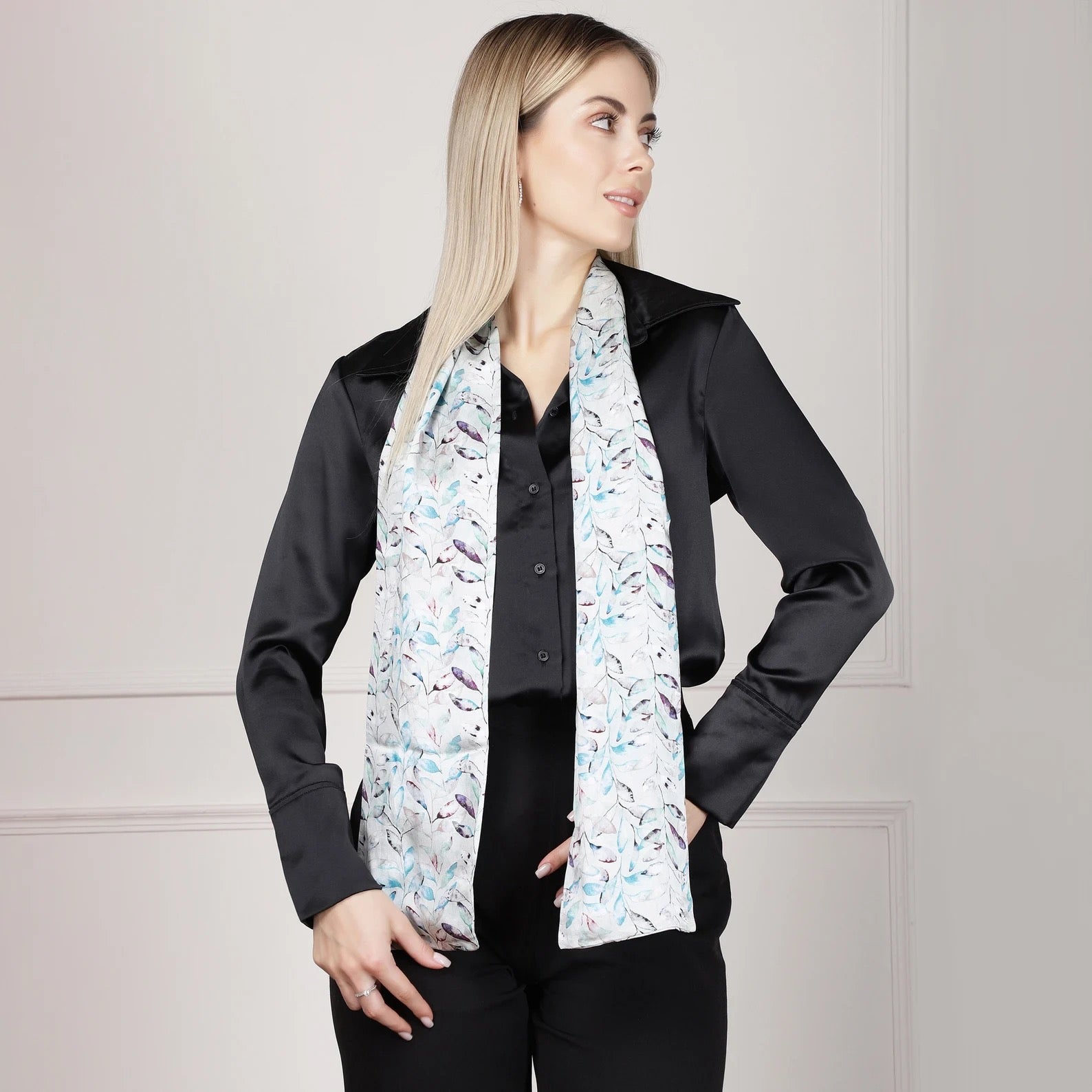 Leaves Print 100% Silk Scarf - Pattern Passion_Just Makers