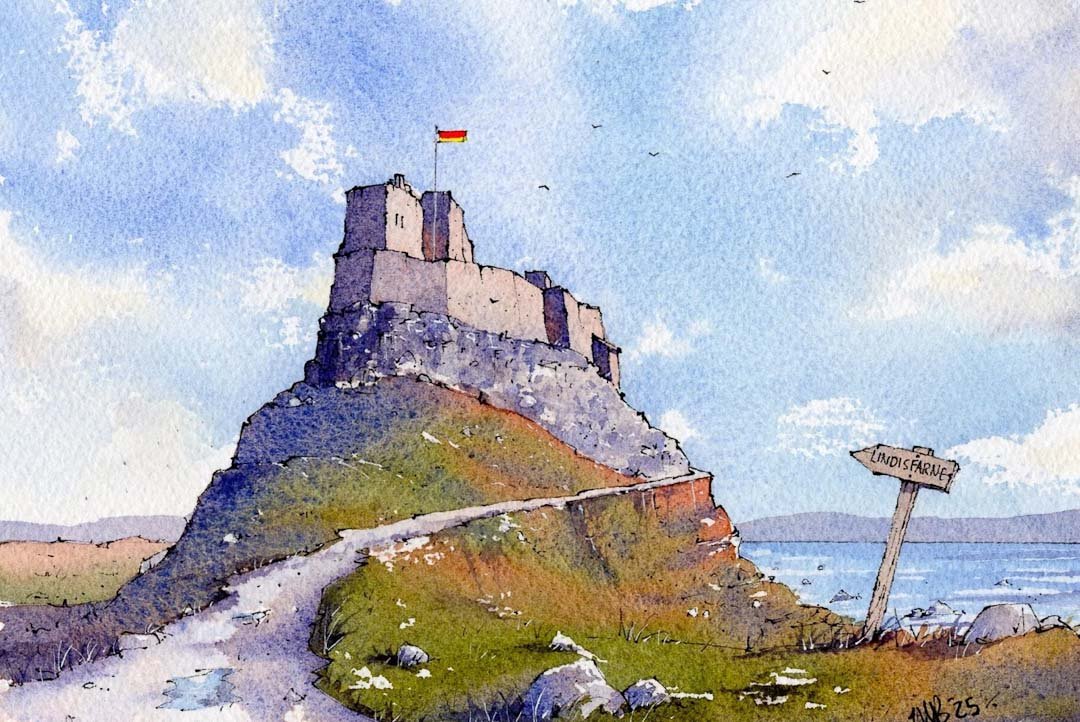 Lindisfarne Castle A5 Mounted Print - Matty Burnham - Just Makers Matty Burnham