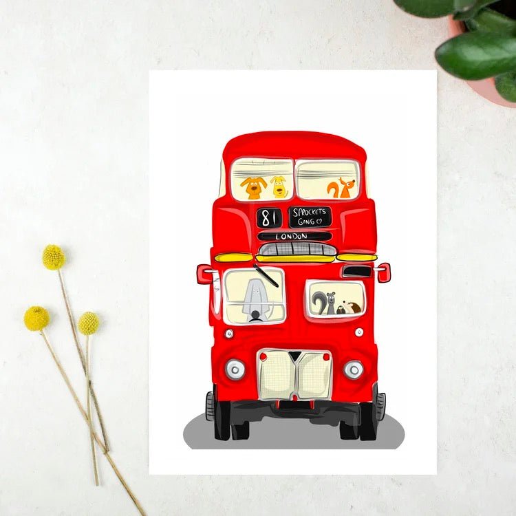London Bus Sprocket A4 Print - Sarah Westwood Illustrator - Just Makers Sarah Westwood Illustrator