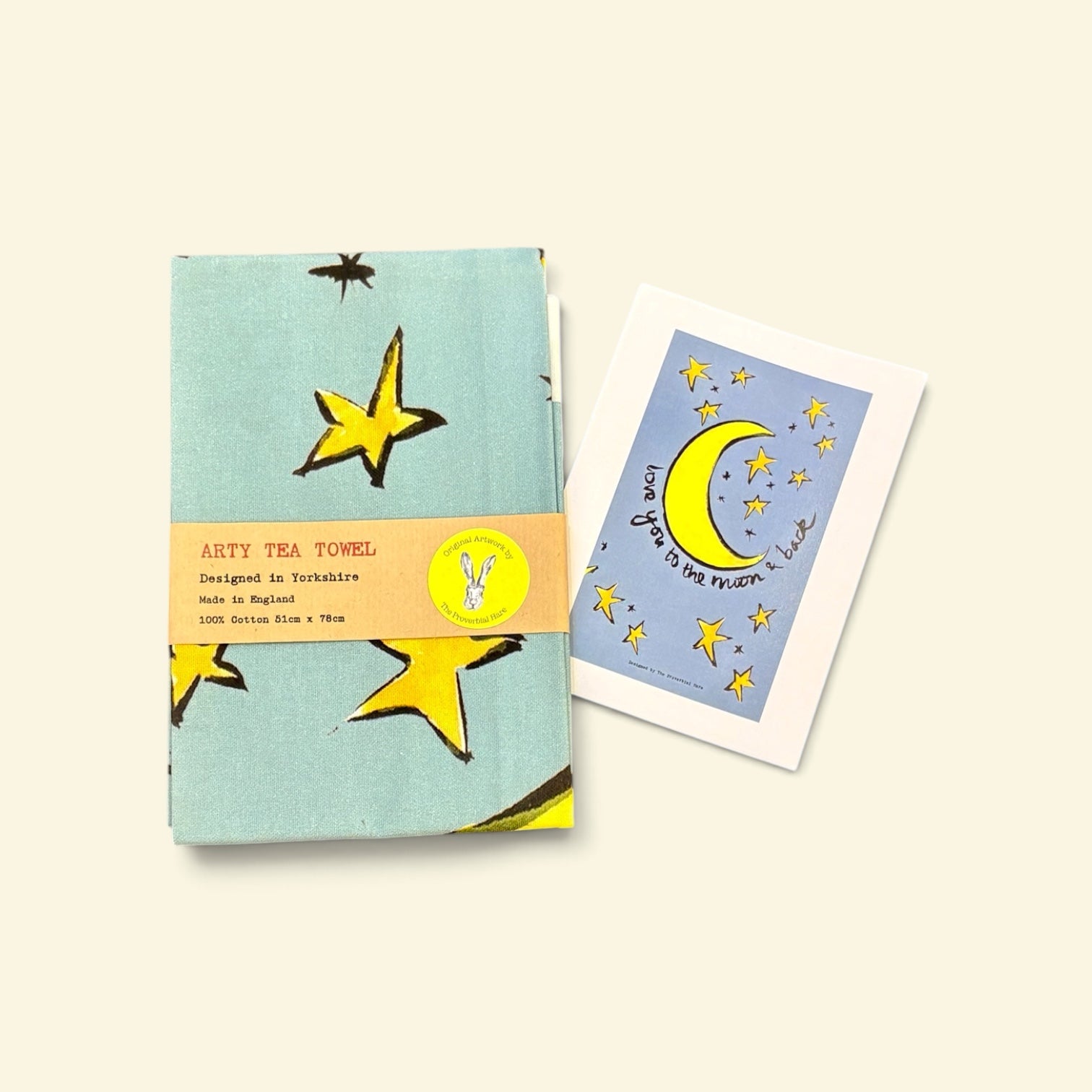 Love You to the Moon Tea Towel - The Proverbial Hare_Just Makers
