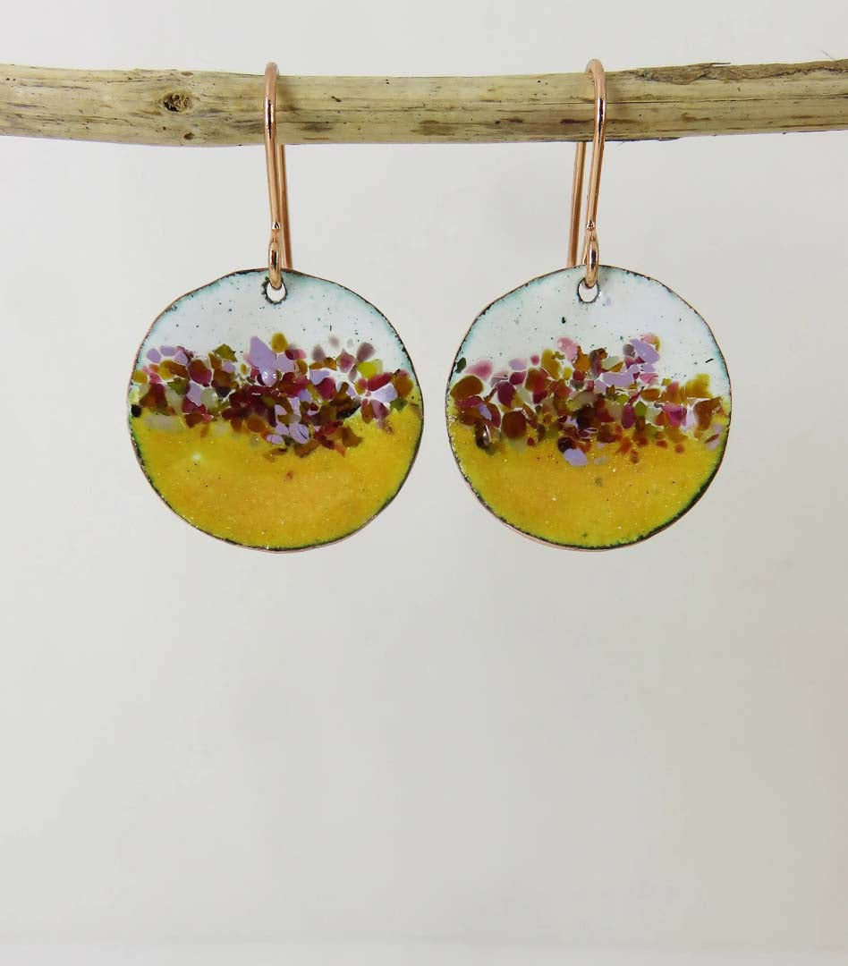 Marigold, White and Glass Enamel Drop Earrings - 830 Degrees_Just Makers