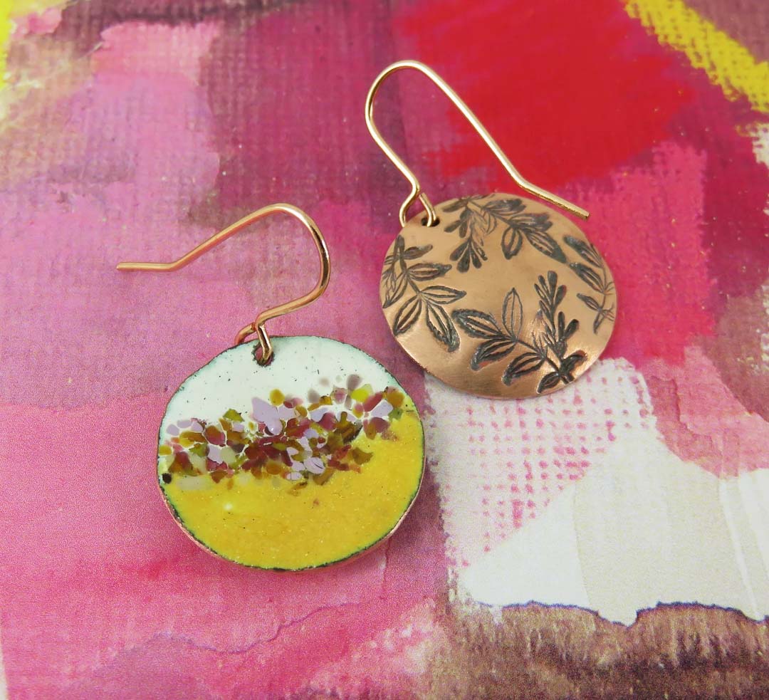Marigold, White and Glass Enamel Drop Earrings - 830 Degrees_Just Makers
