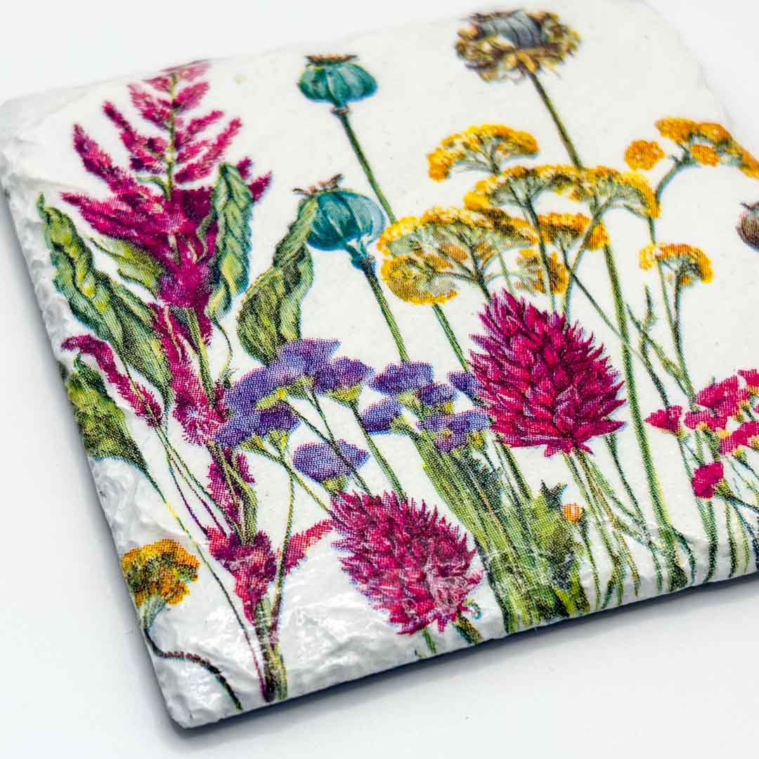 Meadow Flowers Coaster Slate - Sarah Tustin_Just Makers