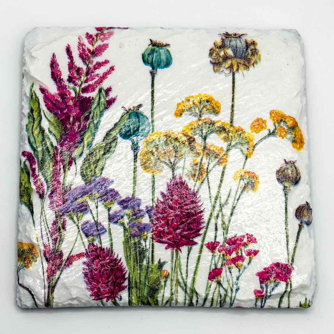Meadow Flowers Coaster Slate - Sarah Tustin_Just Makers