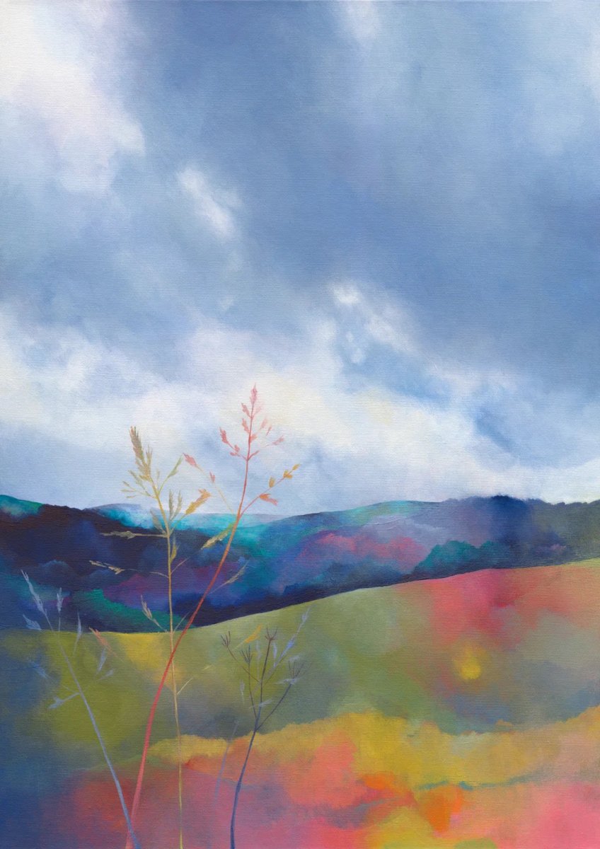 Meadow Grasses with Dusk Drawing in Ltd Edition Giclée Print - Julia Ogden - Just Makers Julia Ogden