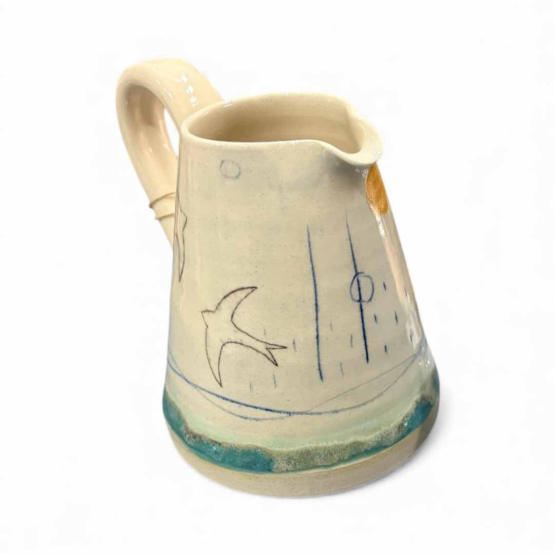 Medium Jug - Swift Mustard Moon - Lorna Gilbert - Just Makers Lorna Gilbert Ceramics