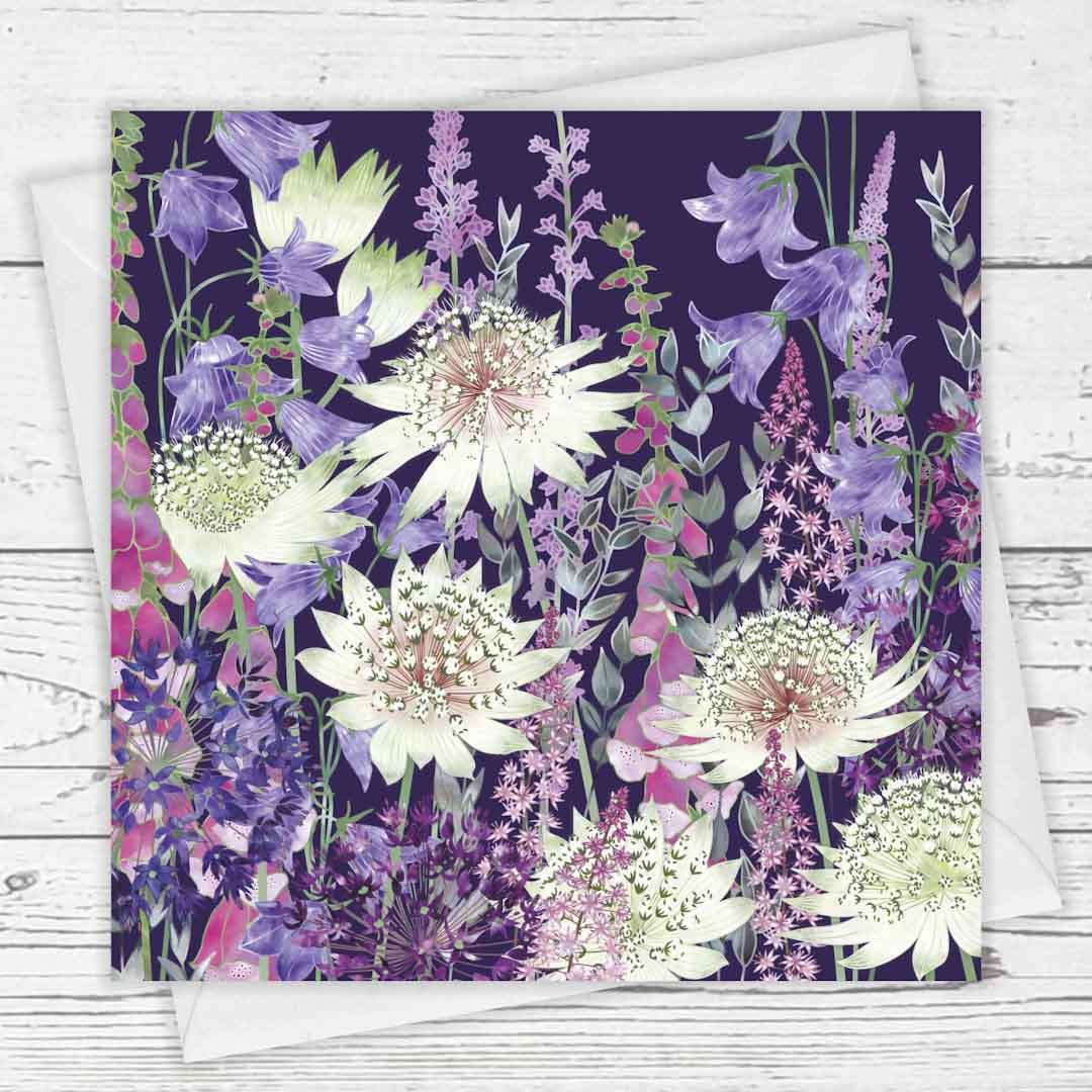Midnight Garden of Wonder Greeting Card by Fiona Calder - Just Makers Fiona Calder Designs