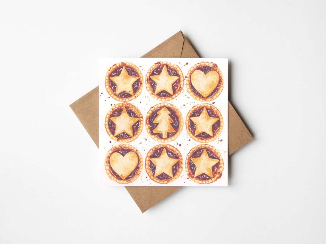 Mince Pies Christmas Card by Antonia Illustration - Just Makers Antonia Illustration
