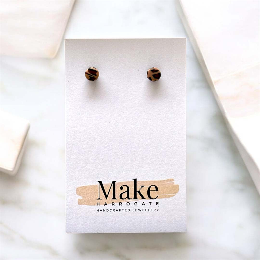 Mini Dot Studs - Tan Leopard - Make Harrogate_Just Makers