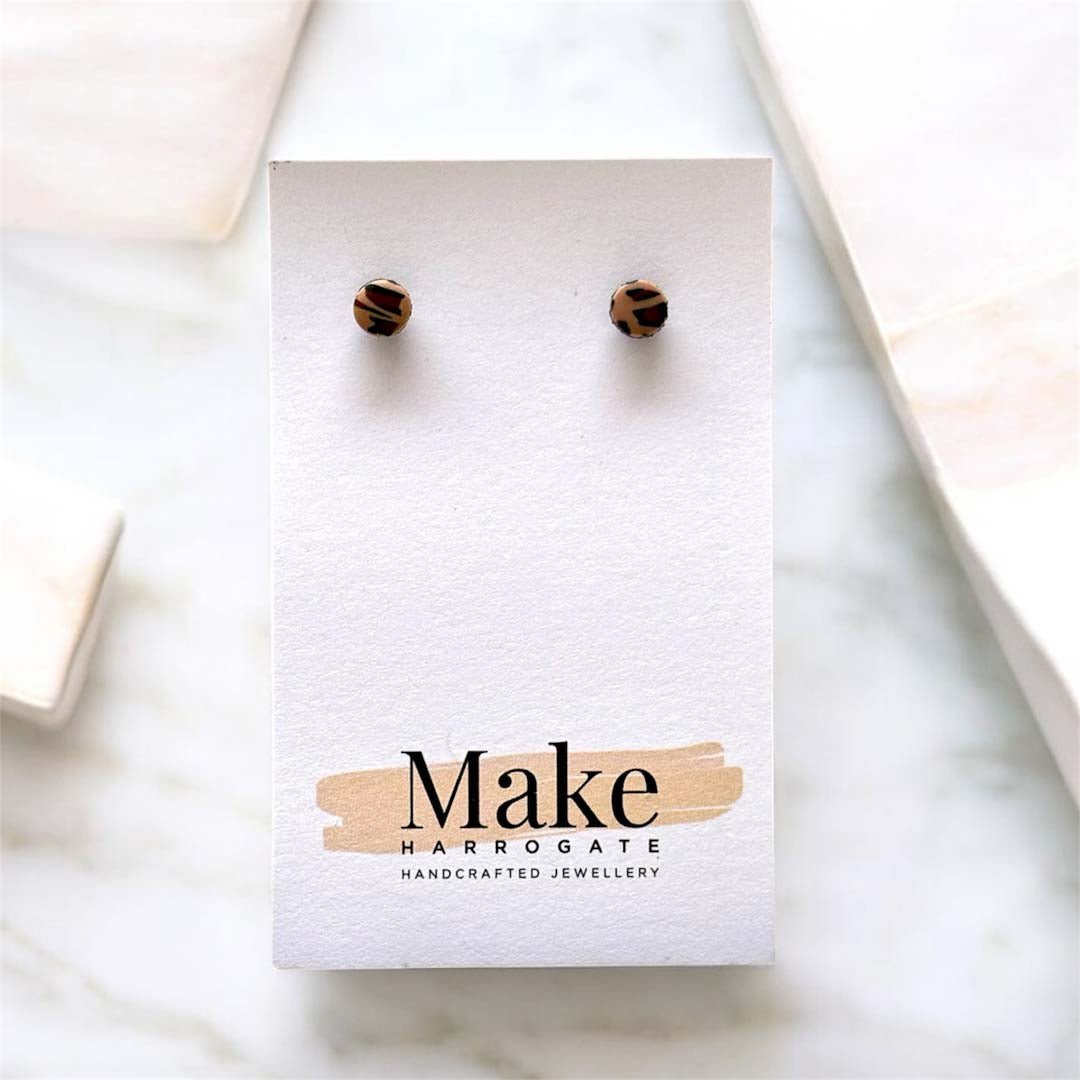 Mini Dot Studs - Tan Leopard - Make Harrogate - Just Makers Make Harrogate
