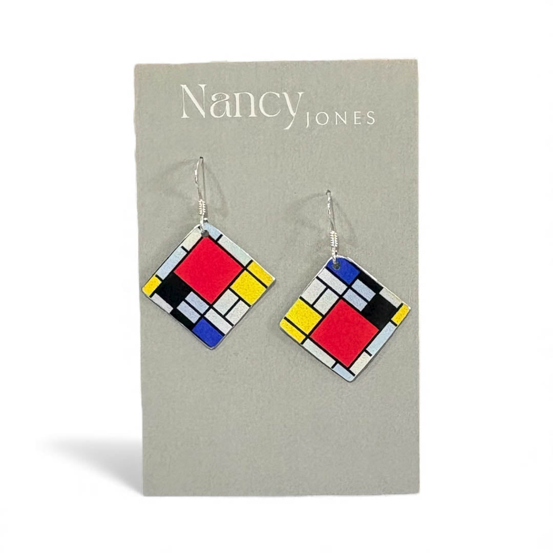 Mondrian Squares Earrings - Nancy Jones - Just Makers Nancy Jones Jewellery