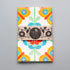 Packaged tea towel with colorful floral design and &