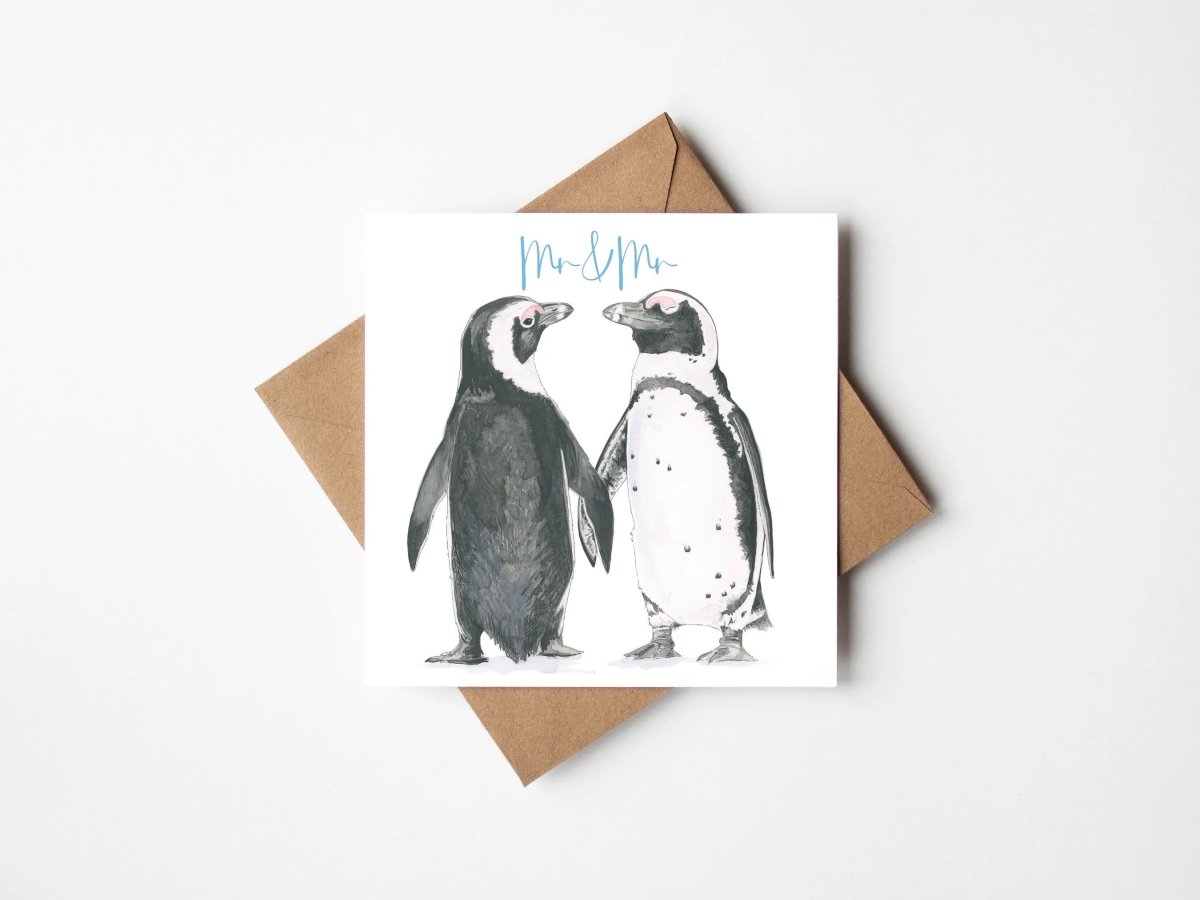 Mr and Mr Penguin Card - Antonia Illustration - Just Makers Antonia Illustration