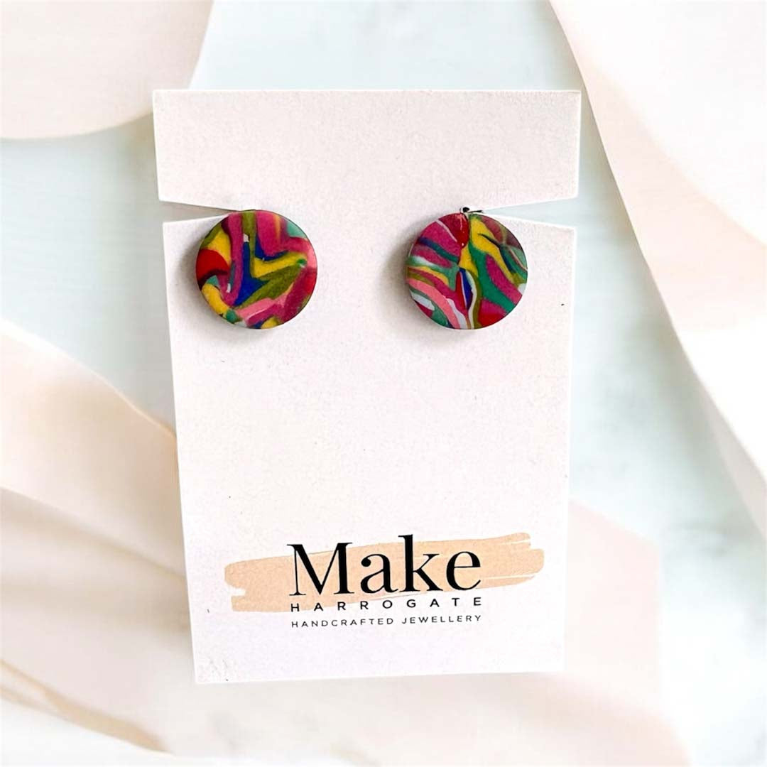 Multi Coloured Clip-On Studs - Make Harrogate_Just Makers