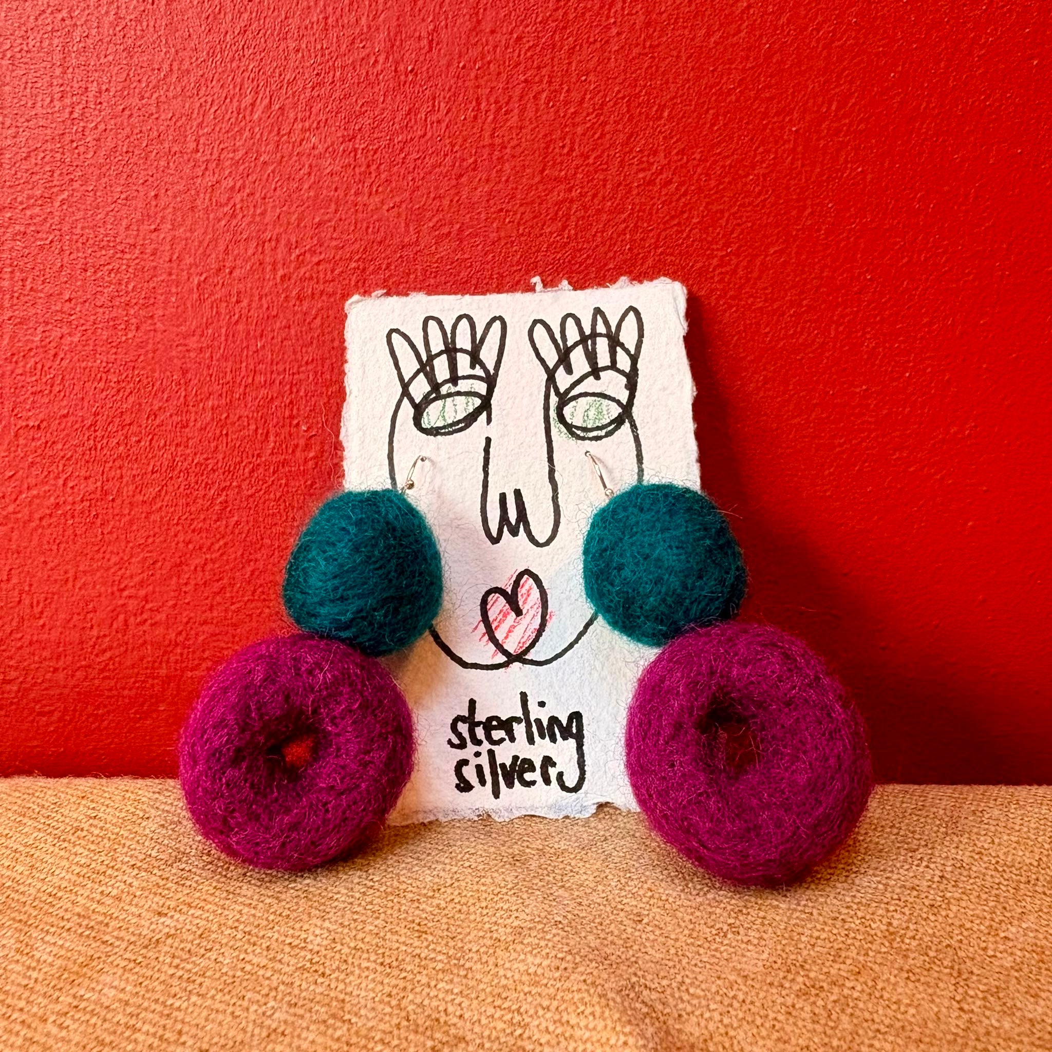 Needle Felted Sterling Silver Earrings - Felts by Hannah_Just Makers4