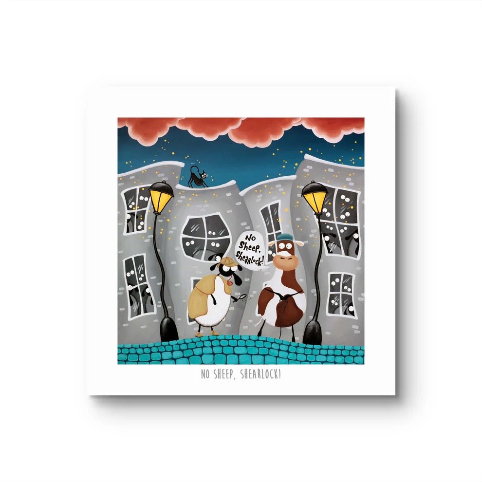 No Sheep, Shearlock! 10" Print - Mervyn Tay Art - Just Makers Mervyn Tay Art