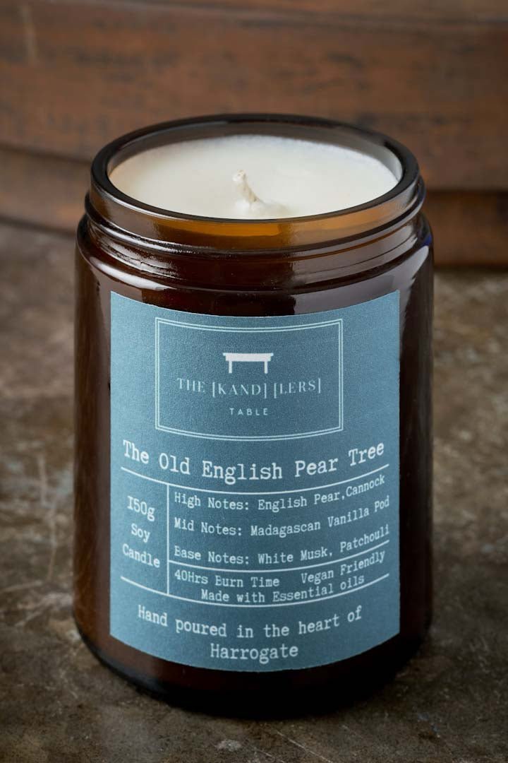 Old English Pear Tree Amber Glass Candle - Kandlers Table - Just Makers The Kandlers Table