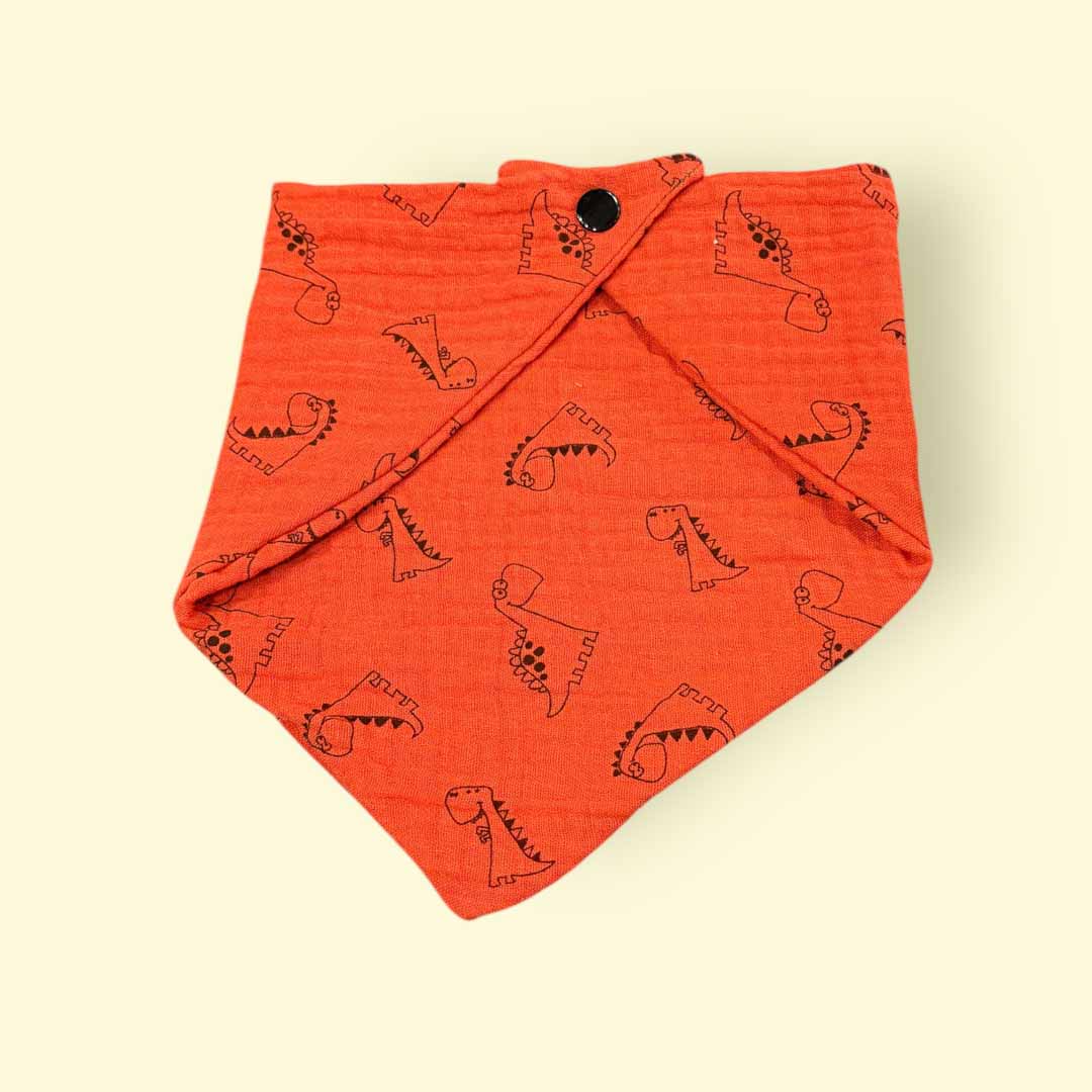 Orange Dinosaur Dribble Bib - Jumplings Clothes_Just Makers