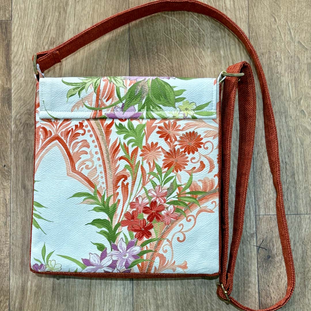Orange Floral Kimono Silk Handbag - Amanda Scott_Just Makers
