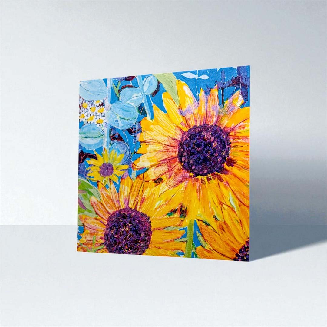Orange and Blue Border Greeting Card - Gill Kirk - Just Makers Gill Kirk Artist
