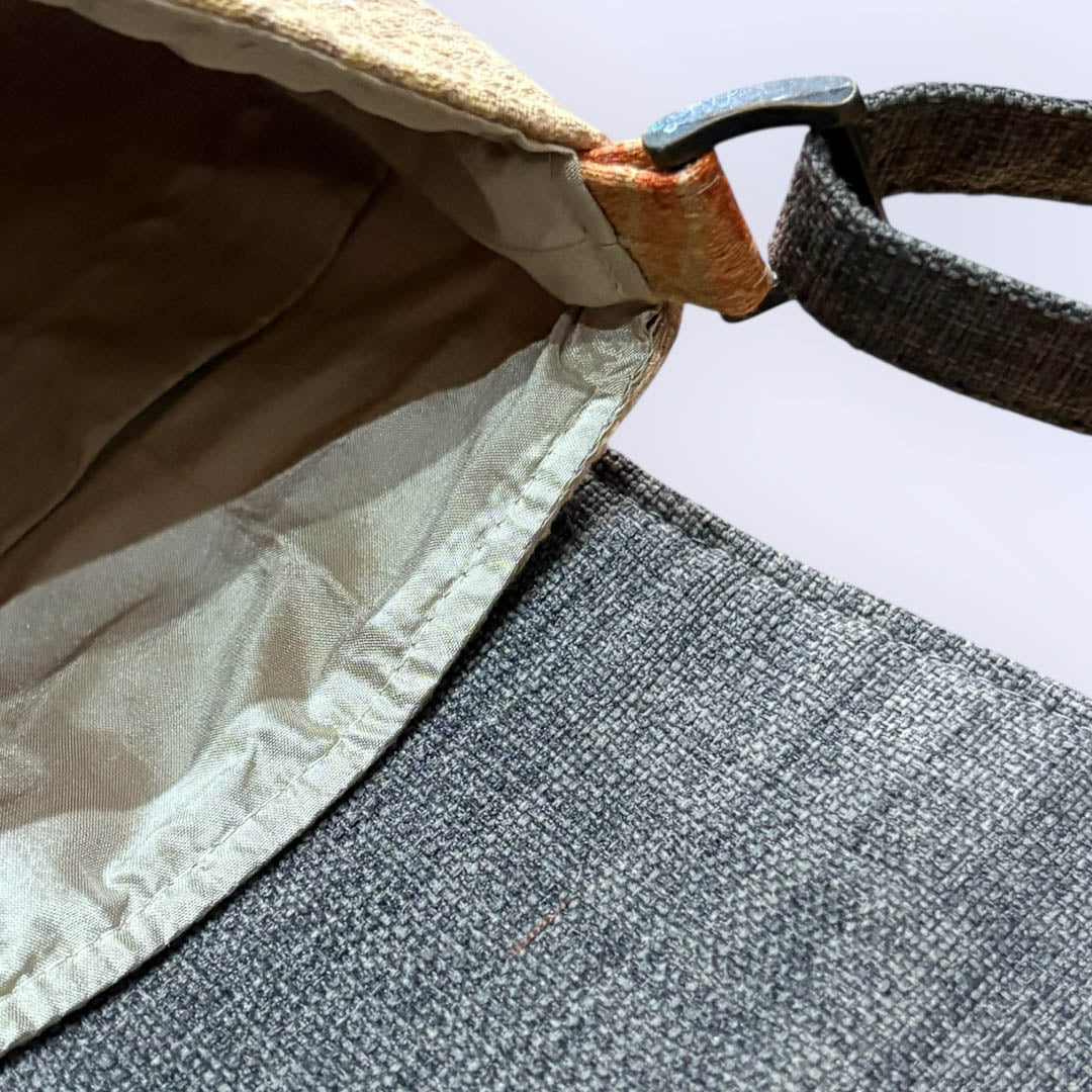 Orange and Brown Silk and Linen Crescent Handbag - Amanda Scott - Just Makers Amanda Scott