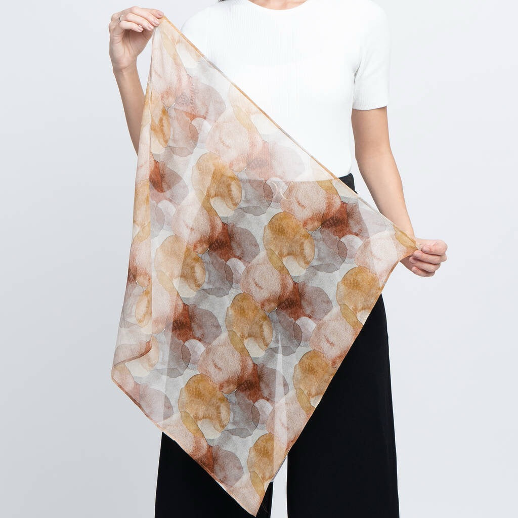 Organic Print Silk Chiffon Neckerchief Scarf_Just Makers