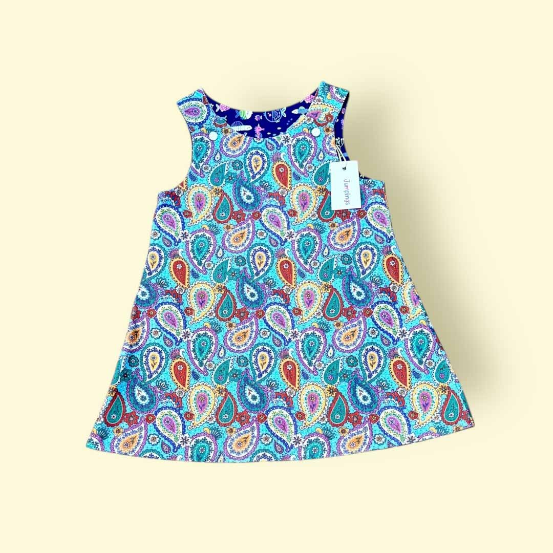 Paisley Pattern and Fish Reversible Dress 4 - 5 Years - Jumplings Clothes - Just Makers Jumplings Clothes