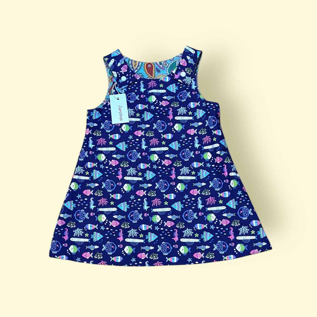 Paisley Pattern and Fish Reversible Dress 4 - 5 Years - Jumplings Clothes - Just Makers Jumplings Clothes