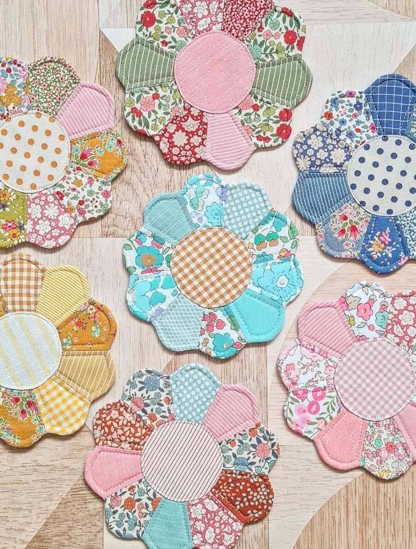 Patchwork Flower Fabric Coaster - Alice and Audrey - Just Makers Alice & Audrey