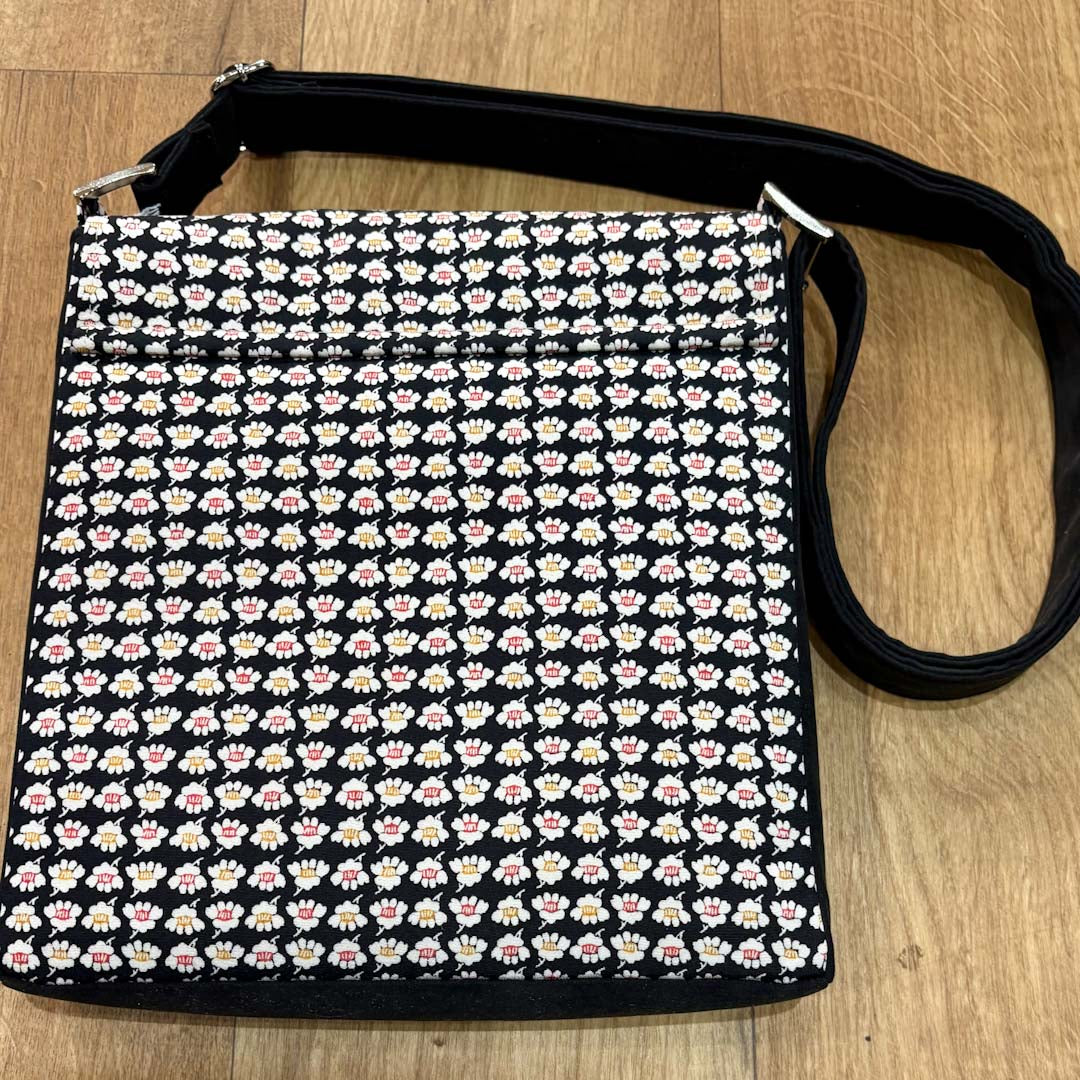 Patterned Black Kimono Silk Handbag - Amanda Scott_Just Makers