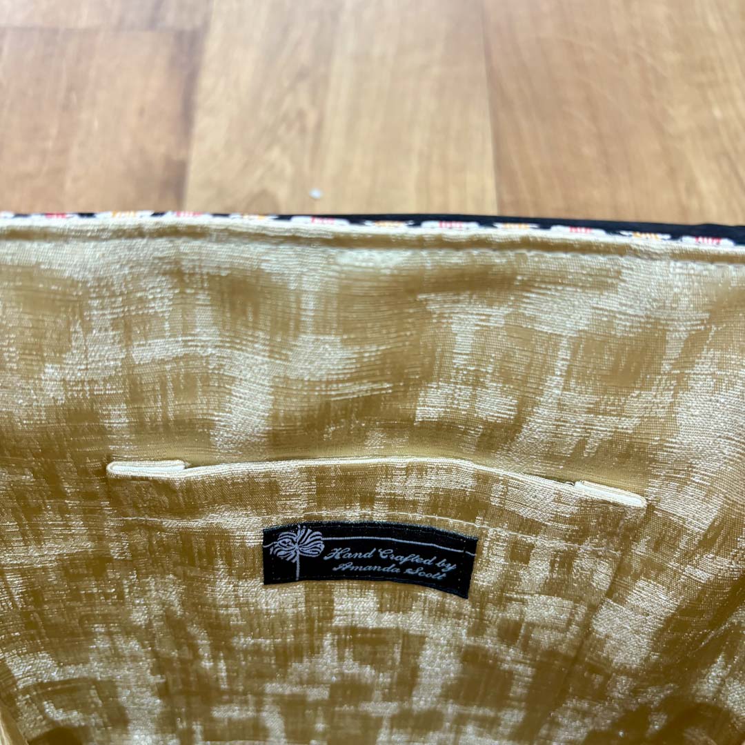 Patterned Black Kimono Silk Handbag - Amanda Scott_Just Makers