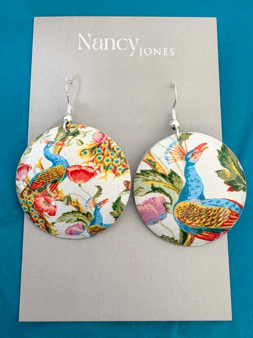 Peacock Disc Earrings - Nancy Jones_Just Makers