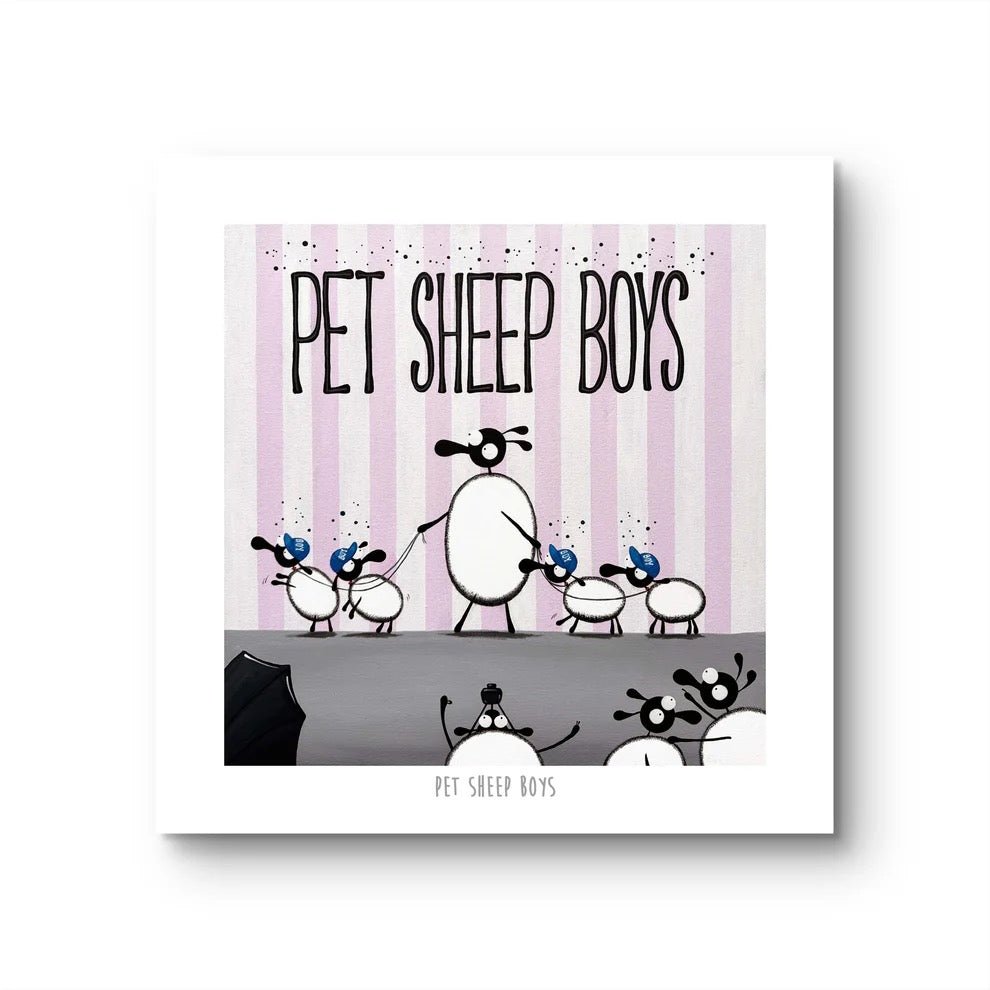 Pet Sheep Boys 10" Print - Mervyn Tay Art - Just Makers Mervyn Tay Art