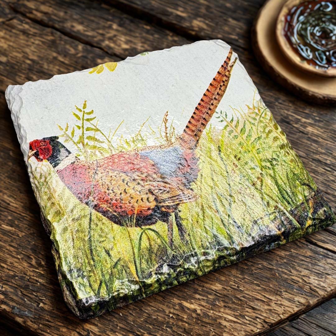 Pheasant Coaster Slate - Sarah Tustin_Just Makers