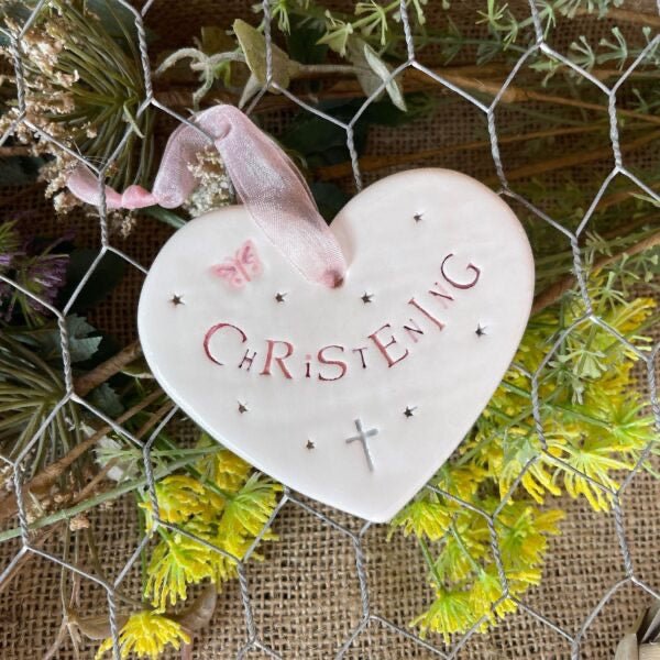 Pink Christening Heart - Jamali Annay Designs - Just Makers Jamali Annay Designs