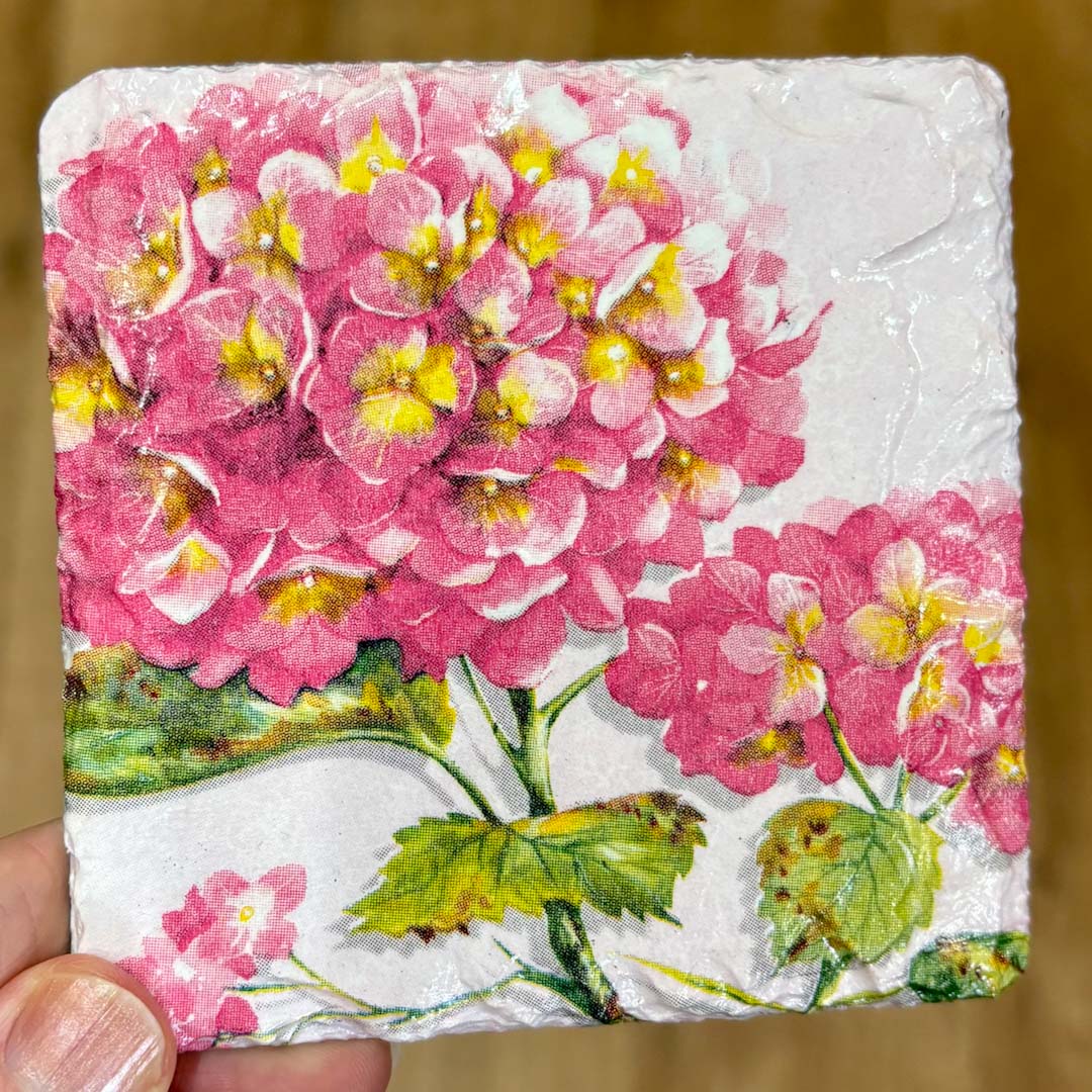 Pink Floral Coaster Slate - Sarah Tustin_Just Makers