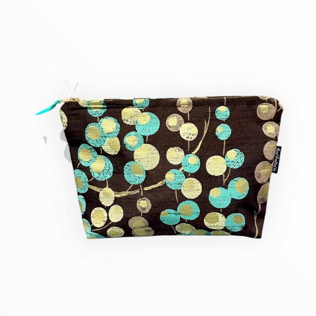 Printed Blue Berry Silk Make Up Bag - Amanda Scott - Just Makers Amanda Scott
