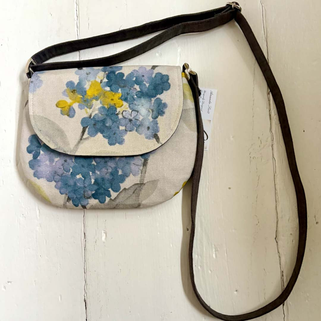 Printed Cotton and Silk Satin Lined Crescent Handbag - Amanda Scott_Just Makers