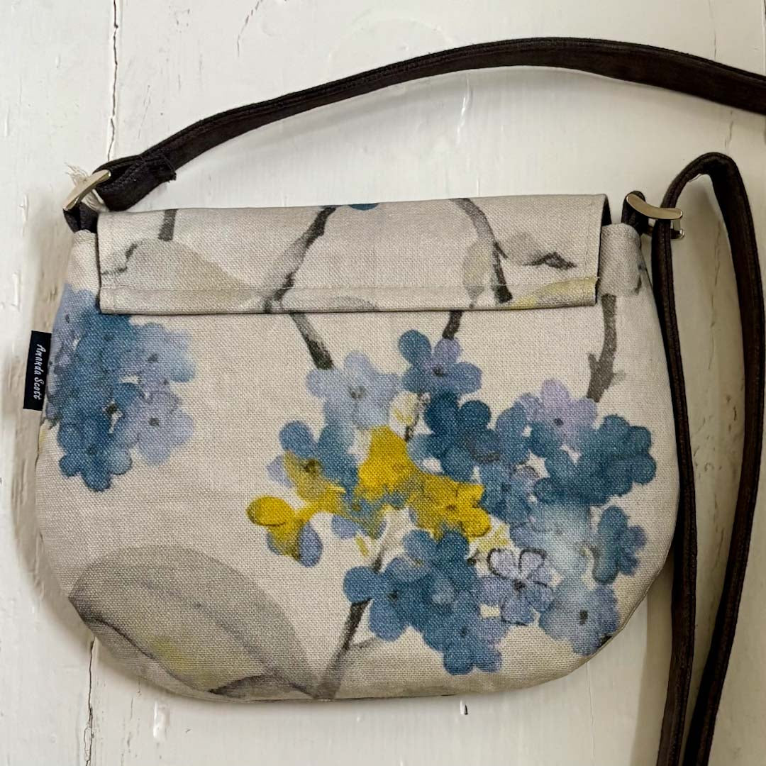 Printed Cotton and Silk Satin Lined Crescent Handbag Back - Amanda Scott_Just Makers
