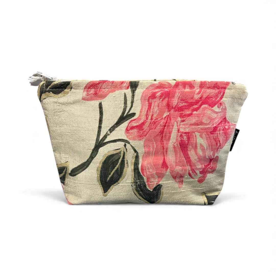 Printed Pink and Gold Silk Make Up Bag - Amanda Scott - Just Makers Amanda Scott